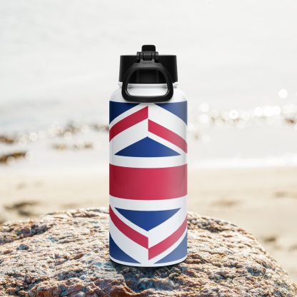 Union Jack - Stainless steel water bottle with a straw lid