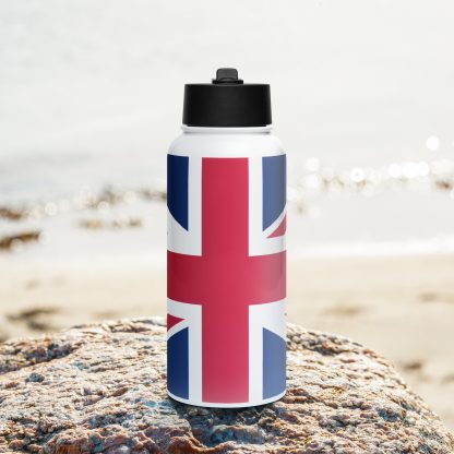 Union Jack - Stainless steel water bottle with a straw lid - Image 4