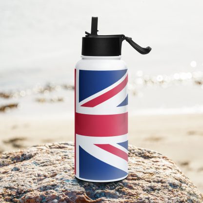 Union Jack - Stainless steel water bottle with a straw lid - Image 3