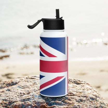 Union Jack - Stainless steel water bottle with a straw lid - Image 2