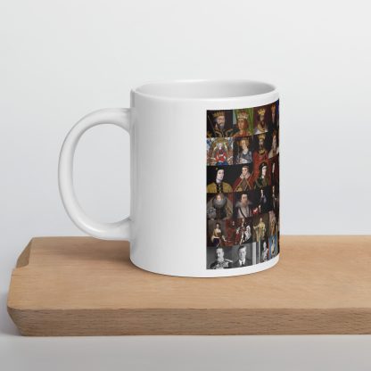 The Monarchs - British Royals - White glossy mug