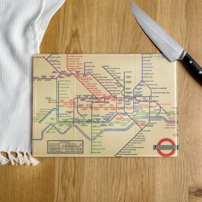 Antique Class Tube Map - London Underground Map Glass cutting board - Image 2