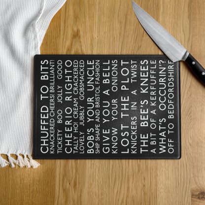 British Slang Bus Blind - Tribute to British English Glass cutting board - Image 2