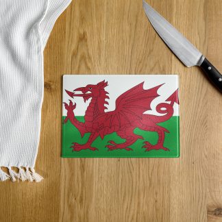 Welsh Dragon Flag - Flag of Wales Glass cutting board