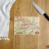 Antique Class Tube Map - London Underground Map Glass cutting board